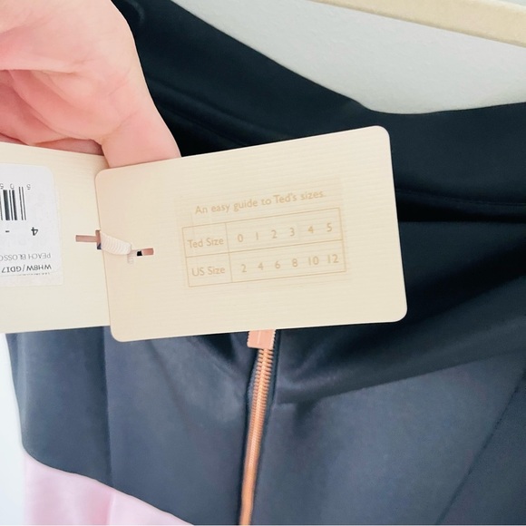 NWT Ted Baker London Peach Blossom Off-Shoulder Dress Black Floral Size 10 - Picture 10 of 12